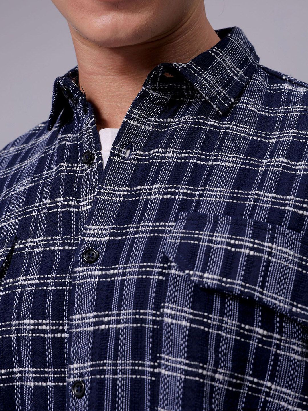The Indian Garage Co Men Relaxed Fit Textured Checked Resortwear Shirt