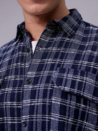 The Indian Garage Co Men Relaxed Fit Textured Checked Resortwear Shirt