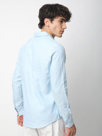 VASTRADO Men Classic Cutaway Collar Textured Cotton Slim Fit Casual Shirt