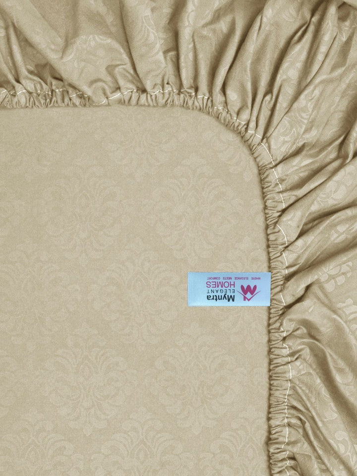 Myntra Elegant Homes Beige Floral 300 TC Cadar Tempat Tidur Single dengan 1 Sarung Bantal