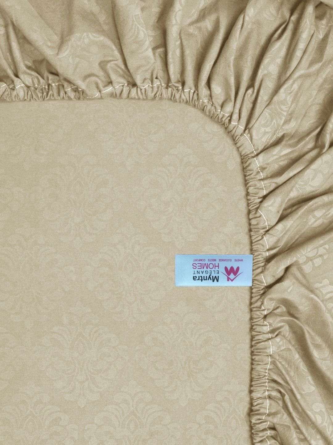 Myntra Elegant Homes Beige Floral 300 TC Cadar Tempat Tidur Single dengan 1 Sarung Bantal