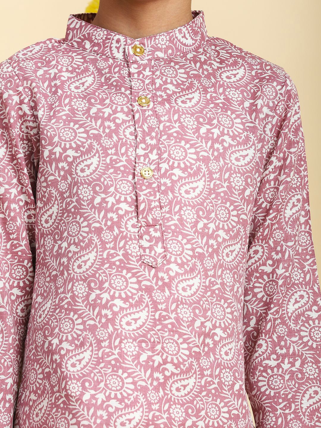 Cutiekins Boys Paisley Printed Straight Cotton Kurta with Pyjamas