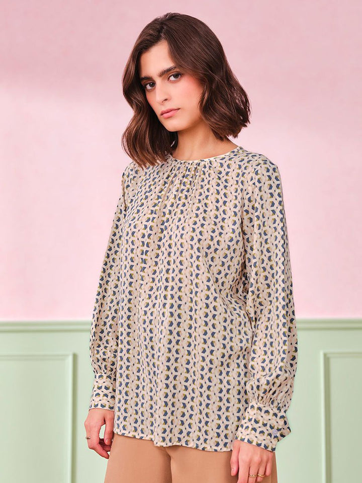 AND Geometric Print Top