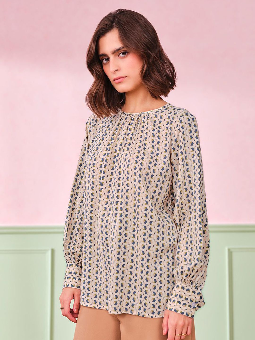 AND Geometric Print Top