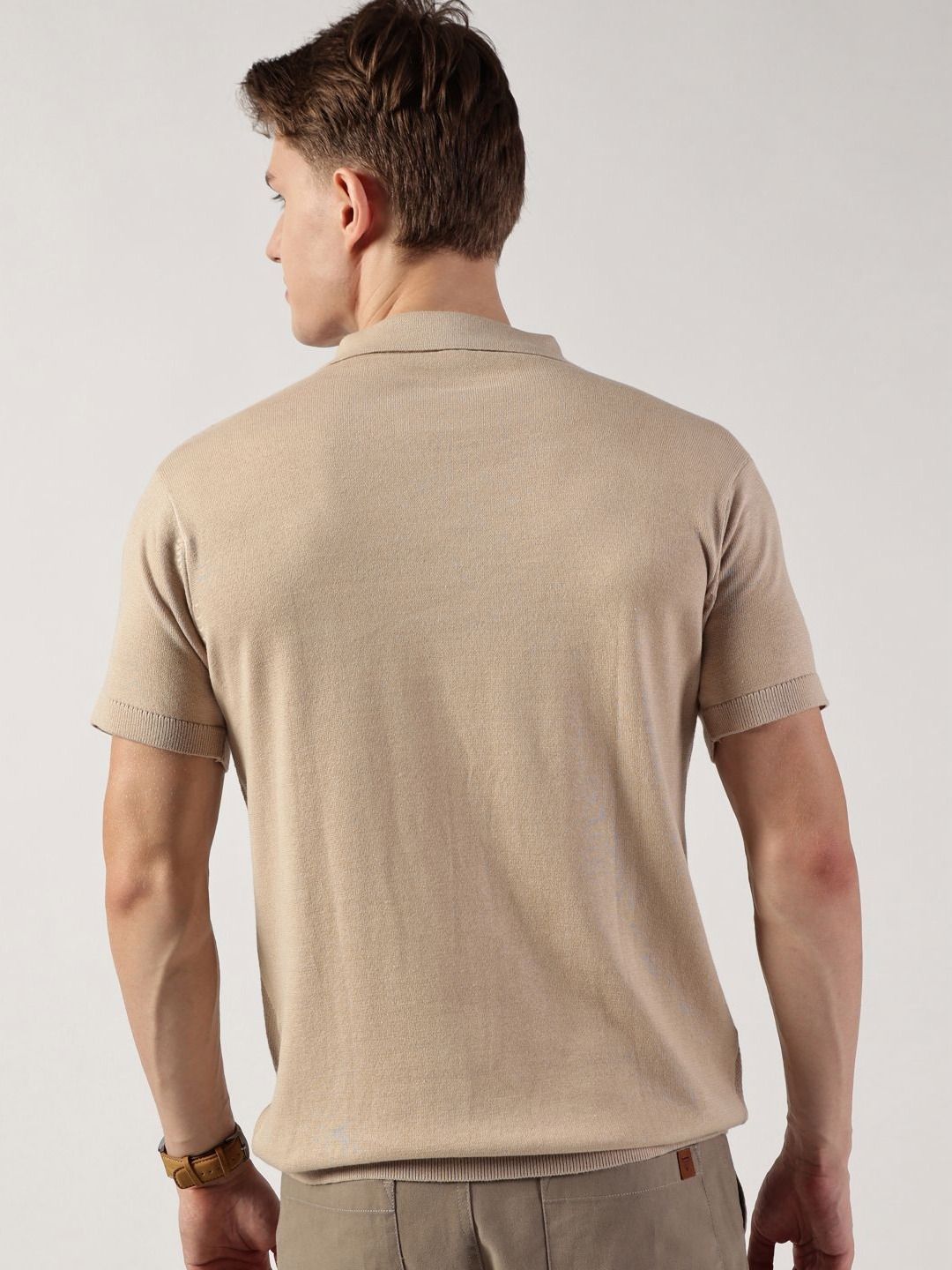 Thomas Scott Men Self Design Polo Collar Pure Cotton T-shirt