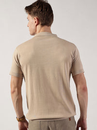 Thomas Scott Men Self Design Polo Collar Pure Cotton T-shirt