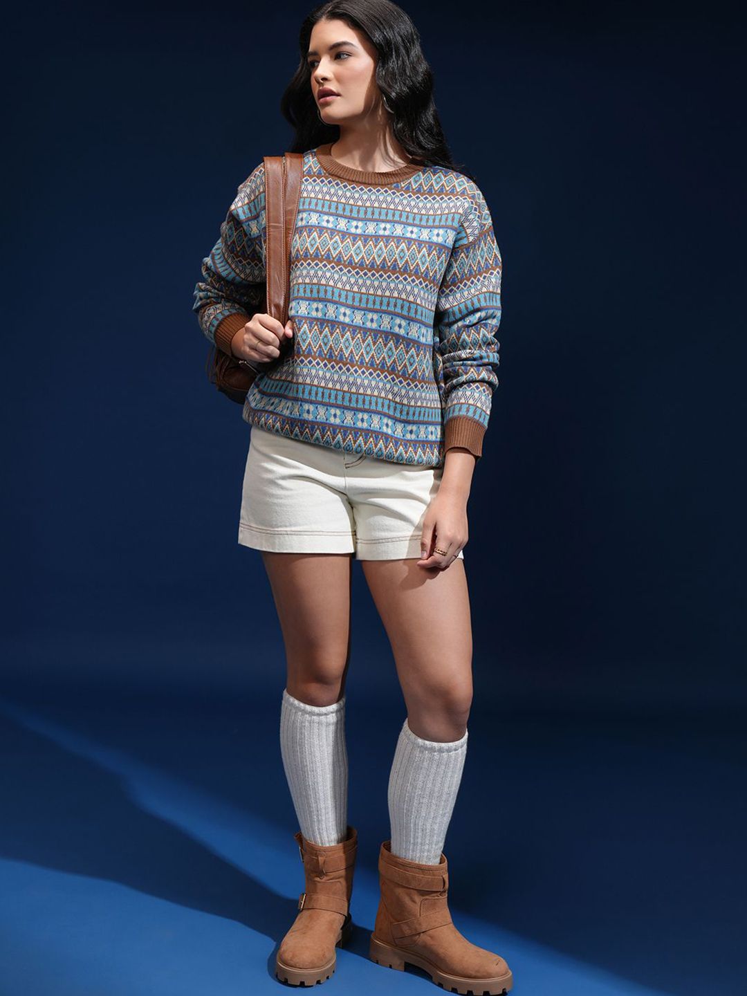 Tokyo Talkies Women Argyle Pullover Sweaters
