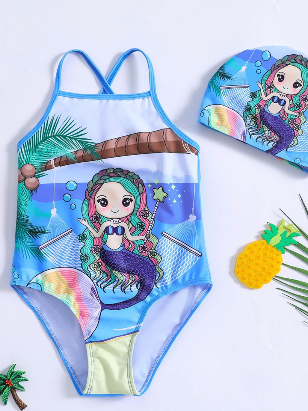YK Girls Printed Swimwear Bodysuit