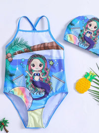 YK Girls Printed Swimwear Bodysuit