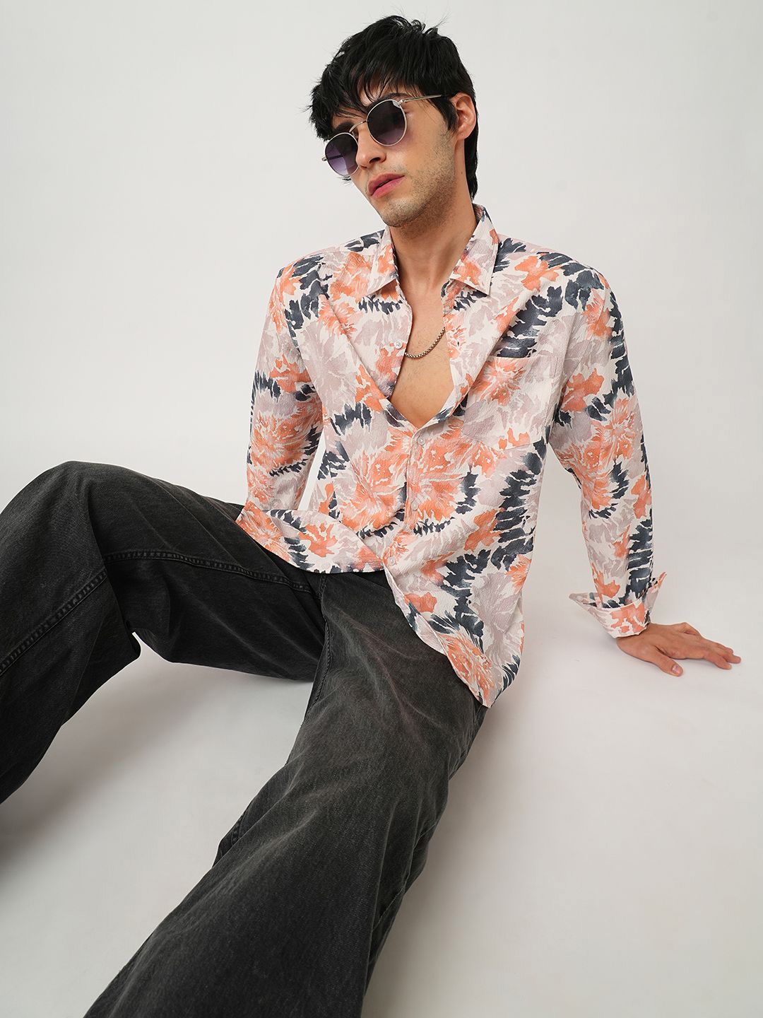 VASTRADO Men Classic Spread Collar Abstract Printed Slim Fit Casual Shirt
