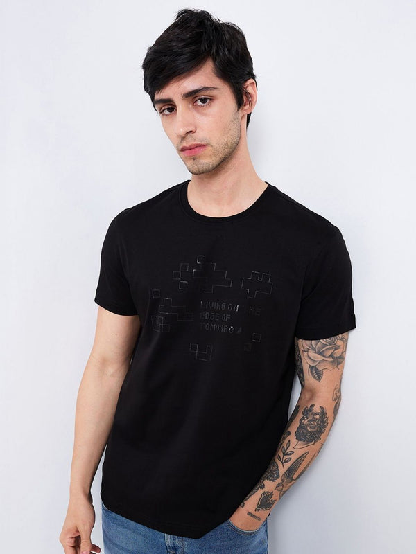 SPYKAR Men Graphic Printed Round Neck Cotton Slim Fit T-shirt