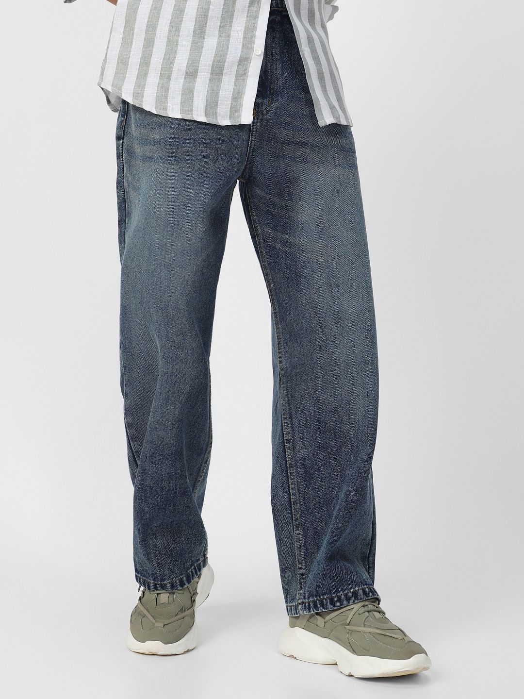 Urbano Fashion Men Loose Relaxed Fit Heavy Fade Jeans
