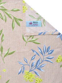Myntra Elegant Homes Beige & Blue Floral 300 TC King Bedsheet with 2 Pillow Covers