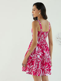 Pink Paprika by SASSAFRAS Floral Print Fit & Flare Dress