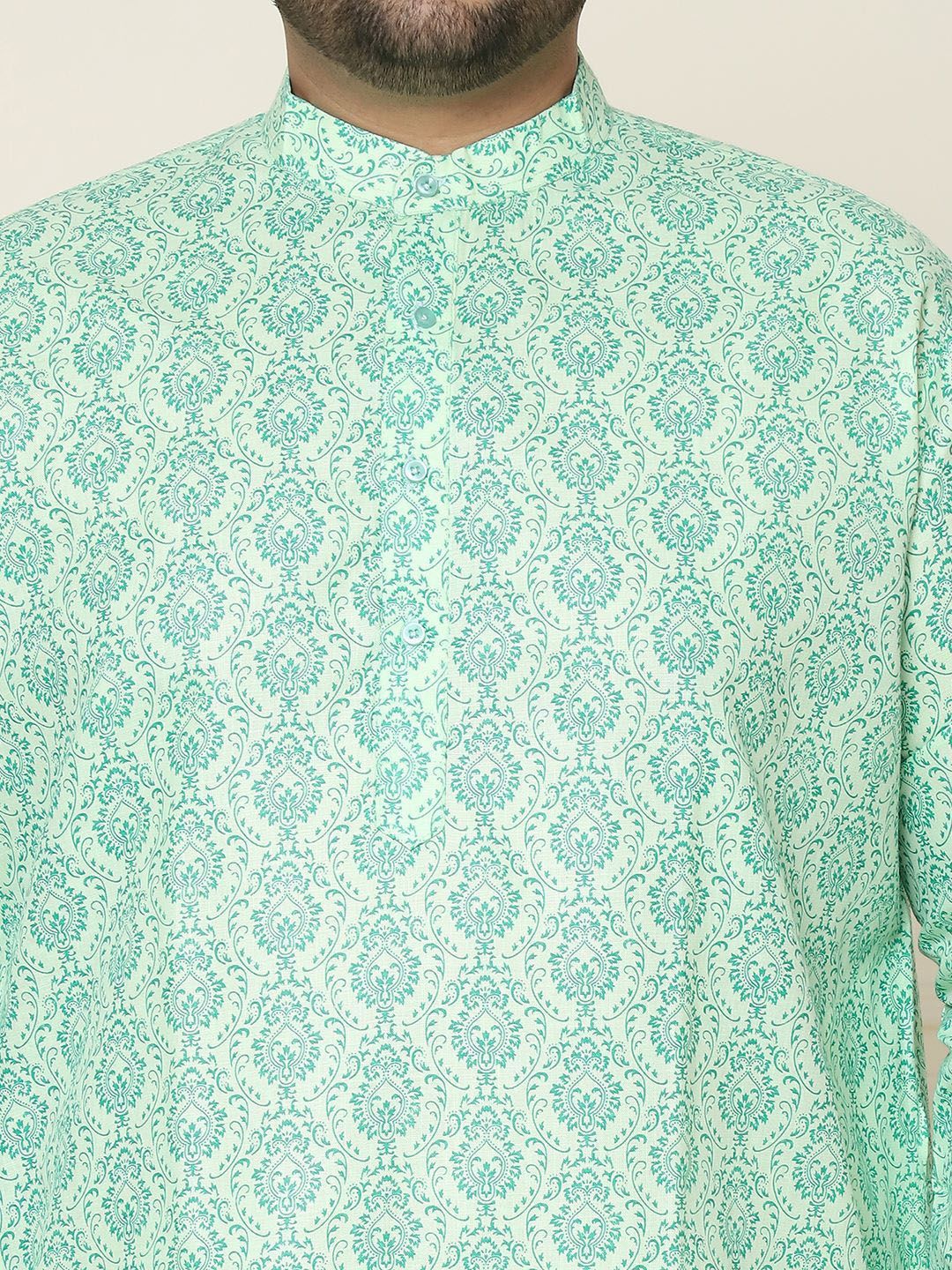 SOJANYA PLUS Ethnic Motifs Band Collar Straight Kurta With Pyjamas