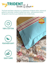 MYTRIDENT Dusk & Dawn Multi Floral Cotton 144 TC King Bedsheet Set-2.74 m X 2.74 m