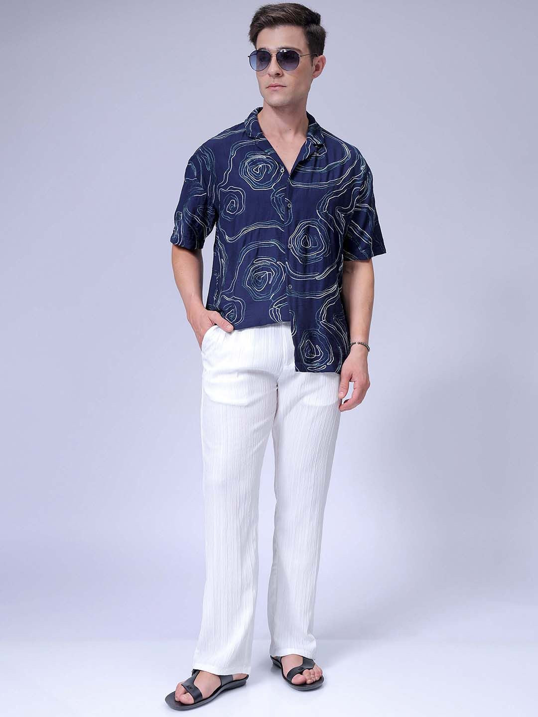 The Indian Garage Co Men Relaxed Fit Embroidery Resortwear Shirt