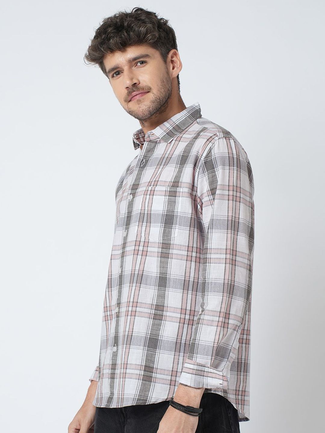 VASTRADO Classic Checked Slim Fit Pure Cotton Casual Shirt