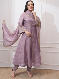 Vishudh Women Ethnic Motifs Embroidered Regular Kurta with Trousers & With Dupatta