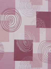 KLOTTHE Pink Geometric Cotton 400 TC King Fine Bedsheet with 2 Pillow Covers-98 x 89 inches