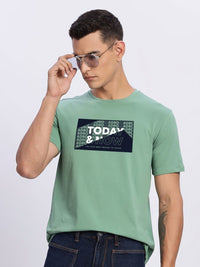 ADRO Typography Printed Round Neck Cotton T-shirt