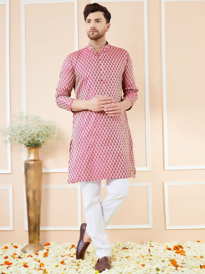 See Designs Ethnic Motifs Woven Design Long Sleeves Regular Straight Kurta & Pyjama
