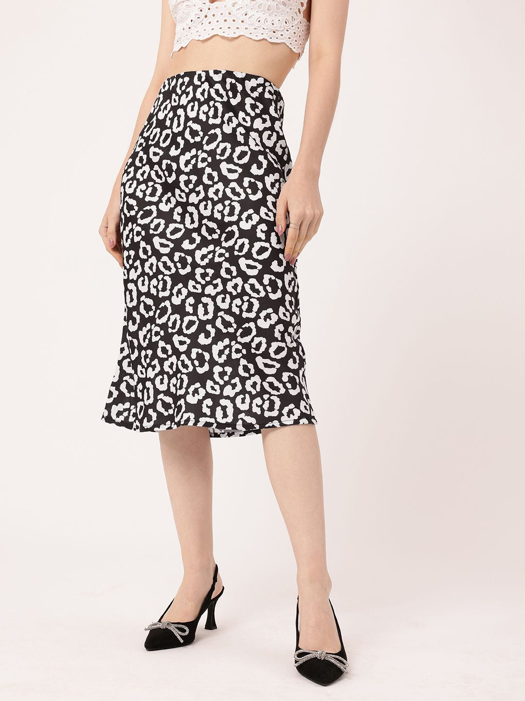 DressBerry Spotted Clawdia A-Line Midi Skirt