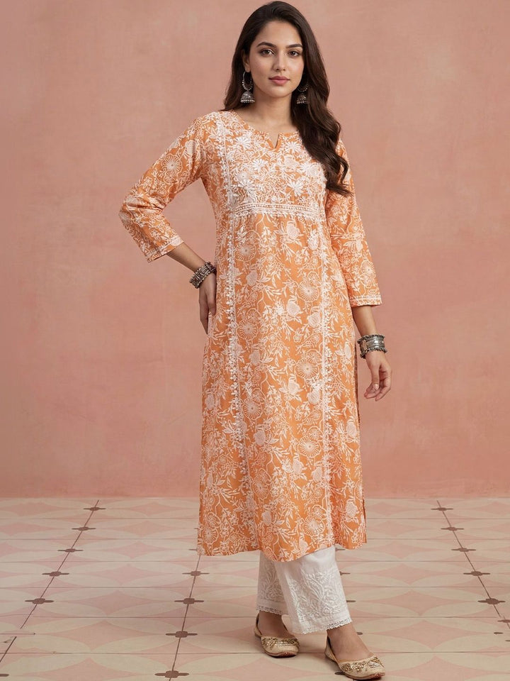 Rumah Wanita Chikankari Kurta Chikankari Sulaman Bunga