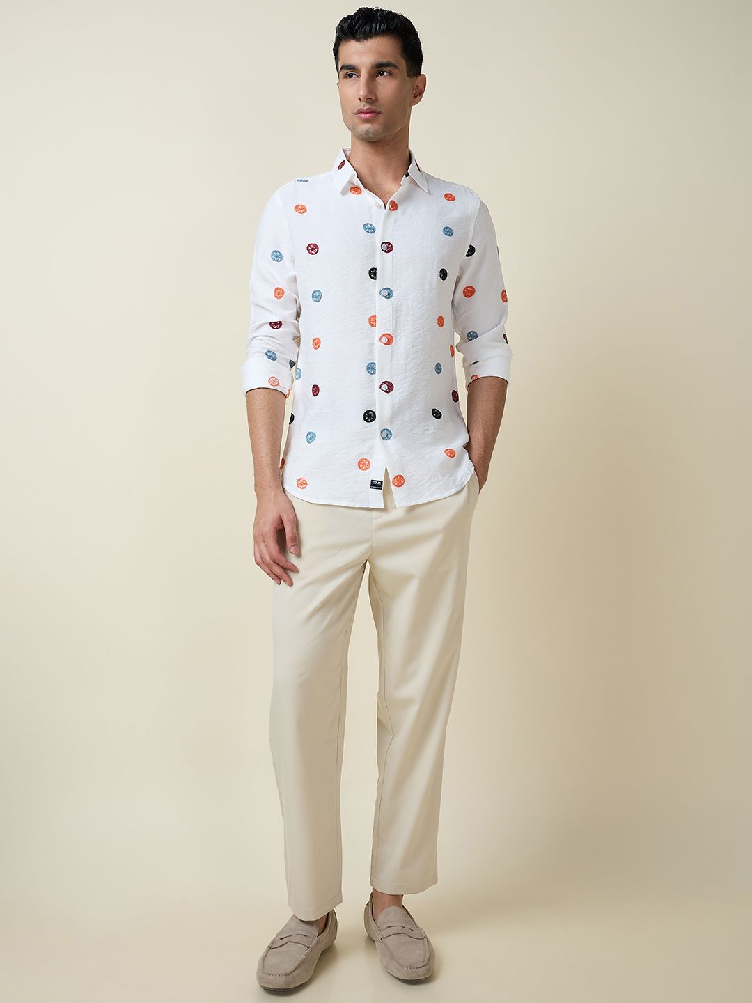 Thomas Scott Men Embroidered Regular Fit Casual Shirt