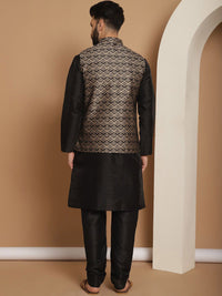 Anouk Woven Design Mandarin Collar Long Sleeves Kurta with Churidar Nehru Jacket