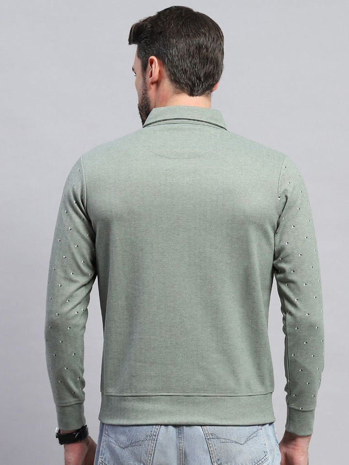 Monte Carlo Men Shirt Collar Geometric Printed Cotton Sweatshirt