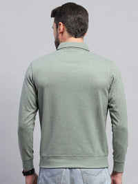 Monte Carlo Men Shirt Collar Geometric Printed Cotton Sweatshirt