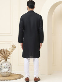 SOJANYA Kurta Linen Kapas Biasa Kolar Mandarin Dengan Pijama