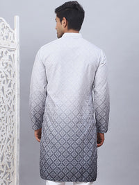 Jompers Floral Printed Mandarin Collar Sequins Ombre Straight Kurta