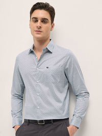 THE BEAR HOUSE Men Spread Collar Geometric Printed Pure Cotton Tailored Fit Formal Shirt
