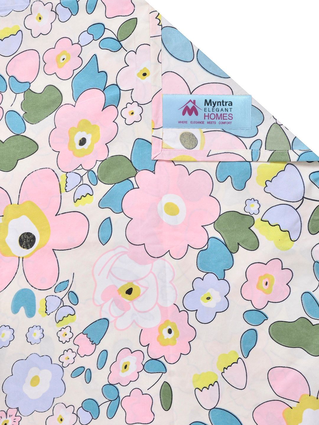 Myntra Elegant Homes Multicoloured Floral 300 TC King Bedsheet with 2 Pillow Covers