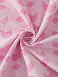 KLOTTHE Pink & White Printed Fitted 300 TC Single Bedsheet With 1 Pillow Cover
