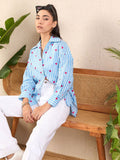 Uptownie dicetak baju kapas asimetri