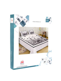 Myntra Elegant Homes White & Black Floral 400 TC King Bedsheet with 2 Pillow Covers