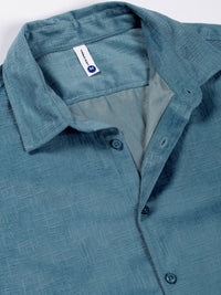 Thomas Scott Men Premium Spread Collar Textured Slim Fit Casual Shirt