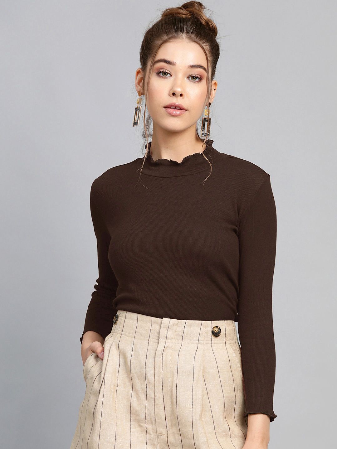 SASSAFRAS Women High Neck Long Sleeve Top