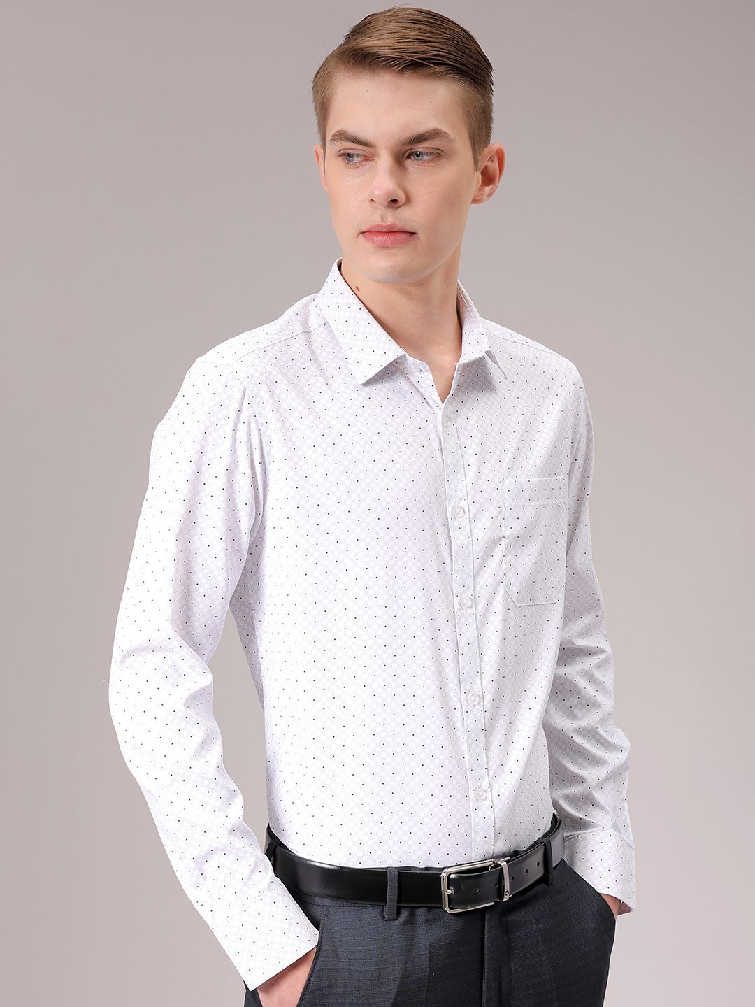 The Indian Garage Co. X Luxe Men Spread Collar Micro Ditsy Printed Slim Fit Formal Shirt