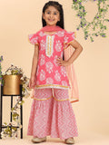 Cutiekins Girls Floral Printed Regular Gotta Patti Kurta with Sharara & With Dupatta