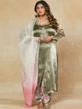 Mamicha Women Ethnic Motifs Embroidered Regular Beads and Stones Kurta with Trousers & With Dupatta