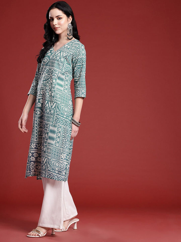 Anouk Geometric Printed Straight Kurta