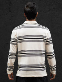 Powerlook Men Striped Polo Collar Cotton T-shirt