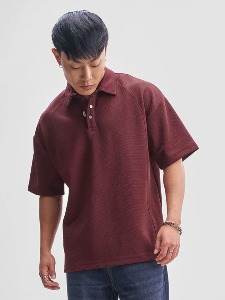 Highlander Polo Collar Drop-Shoulder Lengan T-Shirt Besar