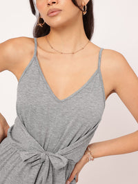DressBerry Fashionably Tied Cinched Waist Crop Jumpsuit