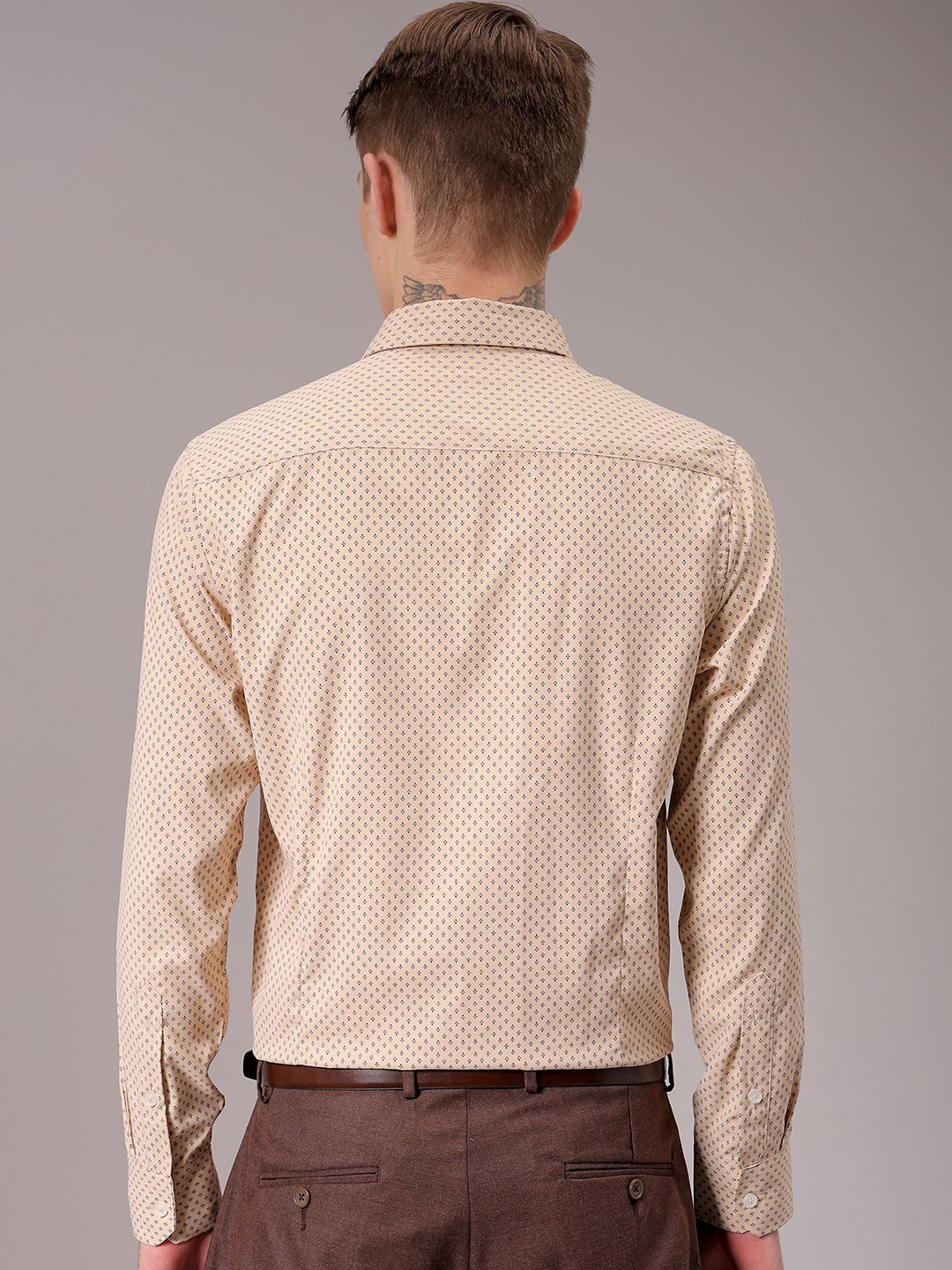 The Indian Garage Co. X Luxe Men Spread Collar Micro Ditsy Printed Slim Fit Formal Shirt