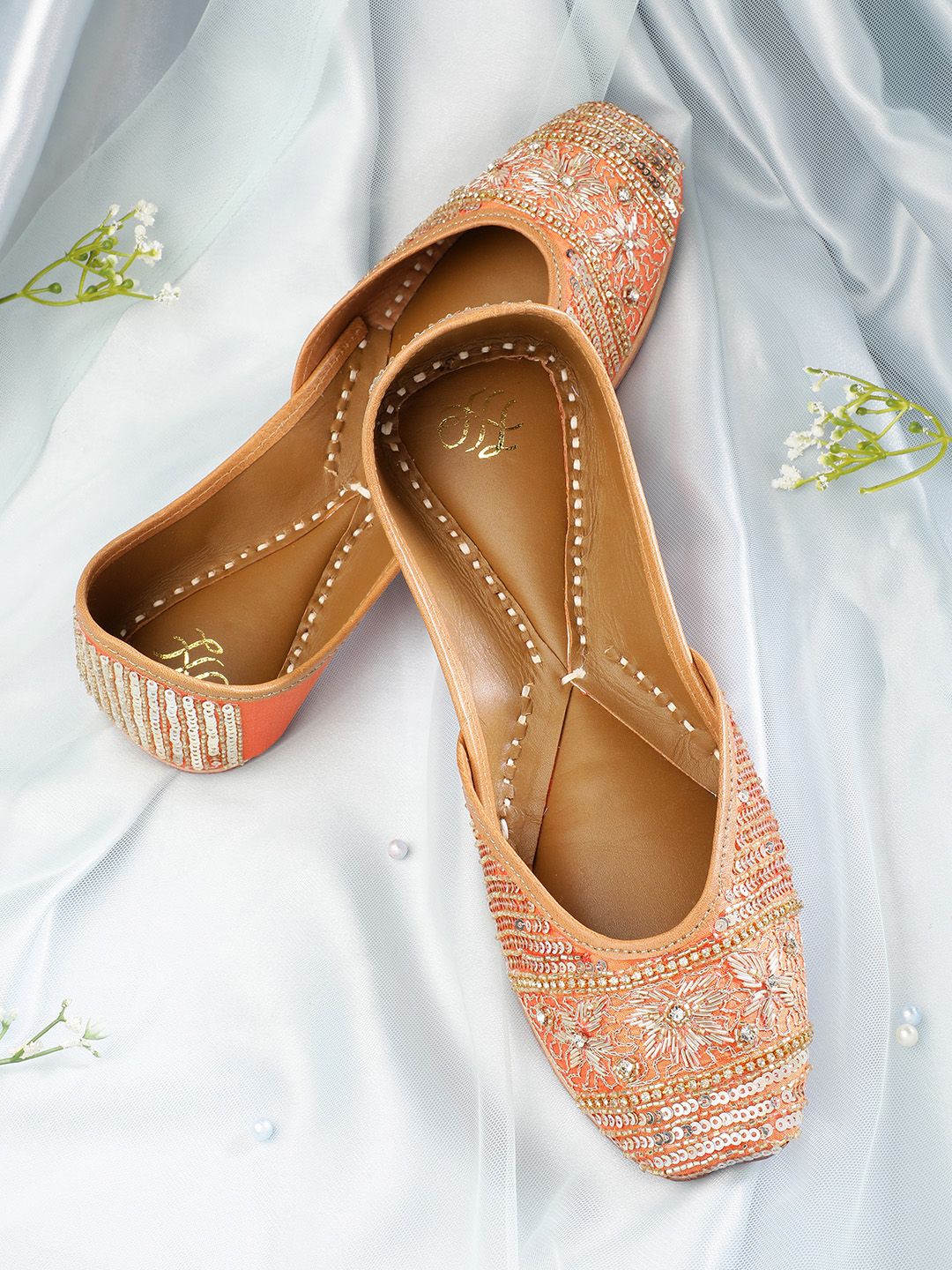 House of Pataudi Sequin Embellished Mojaris